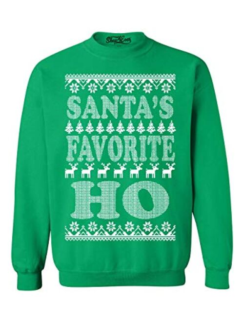 shop4ever Santa's Favorite Ho Crewnecks Ugly Christmas Sweatshirts