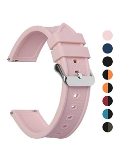 Silicone Rubber 18mm 20mm 22mm 24mm Watch Band,8 Colors for Rainbow Quick Release Watch Strap with Stainless Steel Buckle