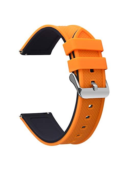 Fullmosa Silicone Rubber 18mm 20mm 22mm 24mm Watch Band,8 Colors for Rainbow Quick Release Watch Strap with Stainless Steel Buckle