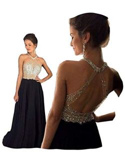 Fanciest Women's Crystal Beaded Prom Dresses 2020 Long Evening Gowns Formal