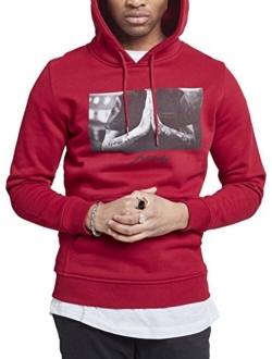 Mister Tee Mens Pray Hoodie - MT275 Streetwear Pullover with Front Print, Colors: Black and Ruby, in Sizes X-Small to X-Large