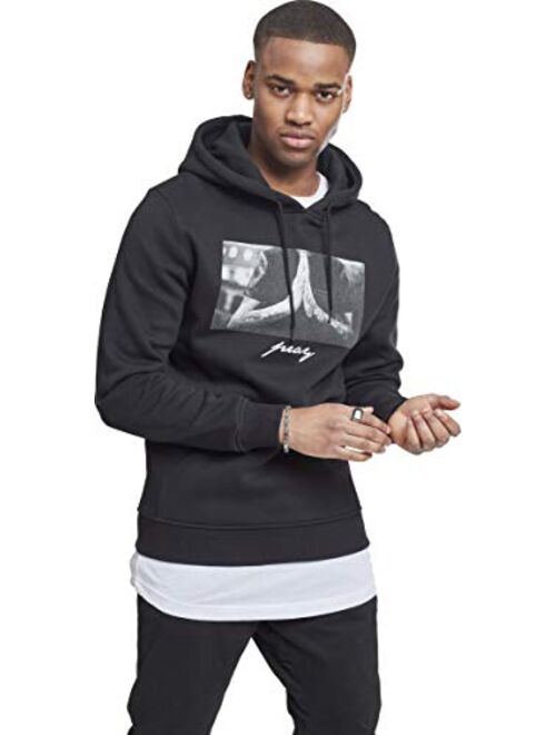 Mister Tee Mens Pray Hoodie - MT275 Streetwear Pullover with Front Print, Colors: Black and Ruby, in Sizes X-Small to X-Large