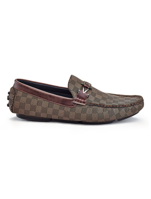 Marco Vitale | Brown Checkerboard Metal-Accent Loafer - Men