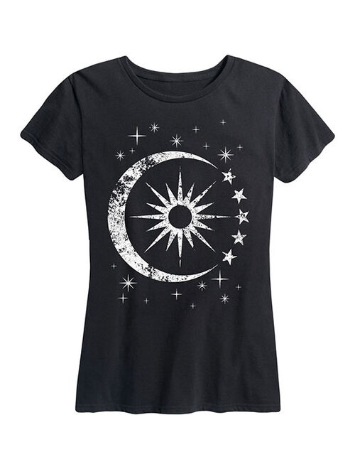 Black Celestial Sun Moon Scene Relaxed-Fit Tee - Women & Plus