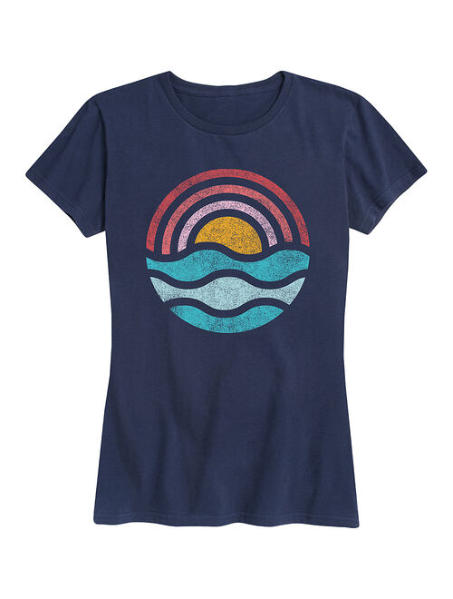 Navy Sunset Waves Relaxed-Fit Tee - Women & Plus