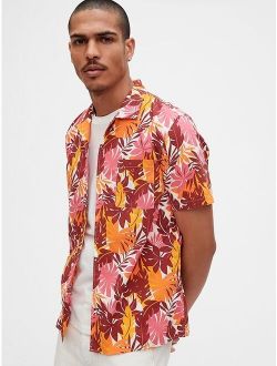 Print Short Sleeve Shirt in Poplin