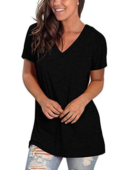 Buy SHIBEVER Womens Tops V-Neck Tee Shirts Casual Loose Short Sleeve ...