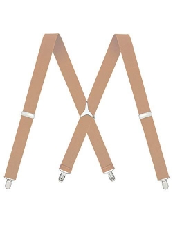 Men's X-Back 1.4 Inches Wide 4-Clips Adjustable Suspenders