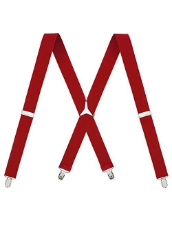 Men's X-Back 1.4 Inches Wide 4-Clips Adjustable Suspenders