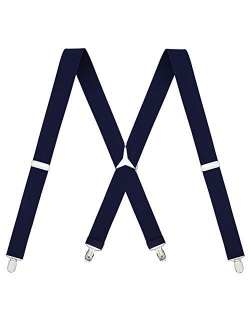 Men's X-Back 1.4 Inches Wide 4-Clips Adjustable Suspenders