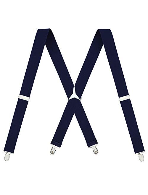 Men's X-Back 1.4 Inches Wide 4-Clips Adjustable Suspenders