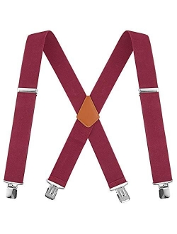 Calvertt Mens 2 Inch Wide Suspenders Heavy Duty Clip X-Back Braces for Work