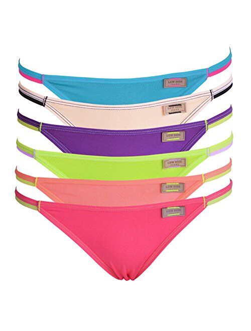 Buankoxy 6 Pack Sexy Style Low-Rise String Bikinis Panties Women Stretch Panties (Softer Than Cotton), Assorted Colors