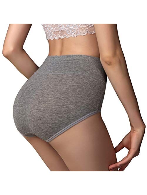 UMMISS Womens Underwear,Cotton High Waist Underwear for Women Full Coverage Soft Comfortable Briefs Panty Multipack