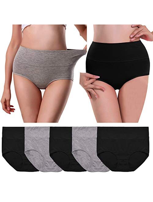 UMMISS Womens Underwear,Cotton High Waist Underwear for Women Full Coverage Soft Comfortable Briefs Panty Multipack