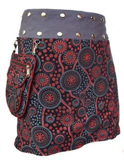 Gheri Floral Short Popper Removable Pocket Reversible Cotton Skirt