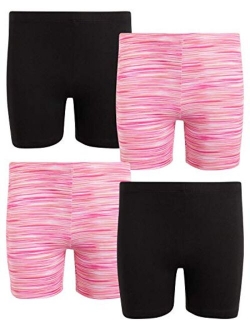 Only Girls Workout Dance Bike Short - Soft Touch Yummy Buttery Fabric (4-Pack)