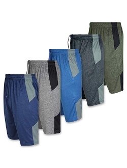 5 Pack:Men's Dry-Fit Sweat Resistant Active Athletic Performance Shorts