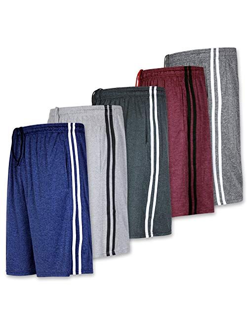 5 Pack:Men's Dry-Fit Sweat Resistant Active Athletic Performance Shorts