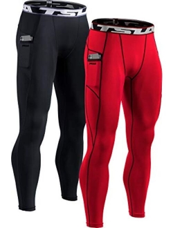 TSLA 1, 2 or 3 Pack Men's UPF 50+ Compression Pants, UV/SPF Running Tights, Workout Leggings, Cool Dry Yoga Gym Clothes