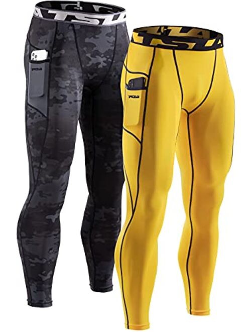 TSLA 1, 2 or 3 Pack Men's UPF 50+ Compression Pants, UV/SPF Running Tights, Workout Leggings, Cool Dry Yoga Gym Clothes