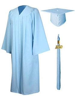 GraduationMall Matte Graduation Gown Cap Tassel Set 2020 for High School and Bachelor