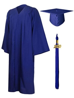 GraduationMall Matte Graduation Gown Cap Tassel Set 2020 for High School and Bachelor