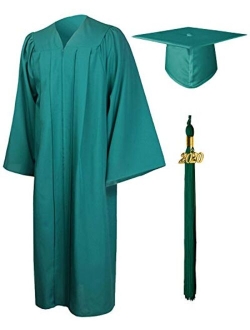 GraduationMall Matte Graduation Gown Cap Tassel Set 2020 for High School and Bachelor