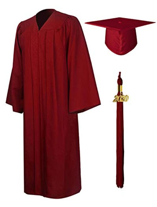 GraduationMall Matte Graduation Gown Cap Tassel Set 2020 for High School and Bachelor