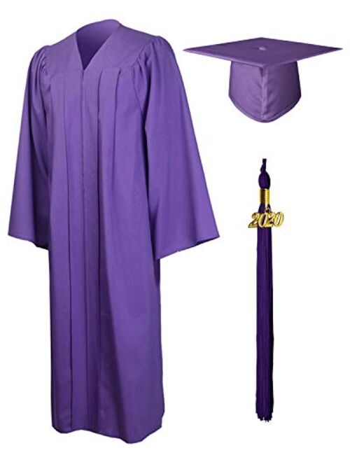 GraduationMall Matte Graduation Gown Cap Tassel Set 2020 for High School and Bachelor