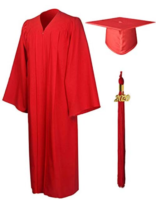 GraduationMall Matte Graduation Gown Cap Tassel Set 2020 for High School and Bachelor