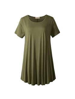 LARACE Women Short Sleeves Flare Tunic Tops for Leggings Flowy Shirt