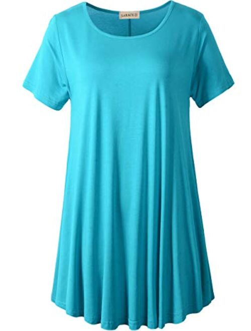 LARACE Women Short Sleeves Flare Tunic Tops for Leggings Flowy Shirt