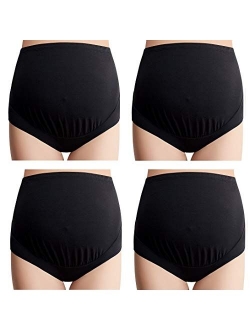 Mama Cotton Women's High Waist Maternity Underwear Over The Bump Maternity Panties 4 Pack (M-4XL)