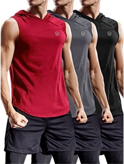 Neleus Workout Athletic Muscle Tank with Hoods Pack of 3