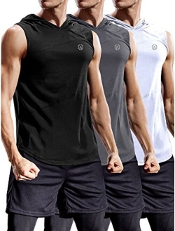 Neleus Workout Athletic Muscle Tank with Hoods Pack of 3