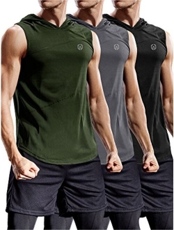 Neleus Workout Athletic Muscle Tank with Hoods Pack of 3