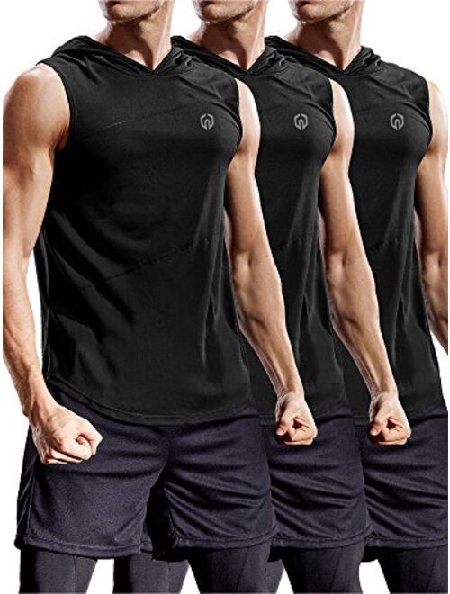 Neleus Workout Athletic Muscle Tank with Hoods Pack of 3