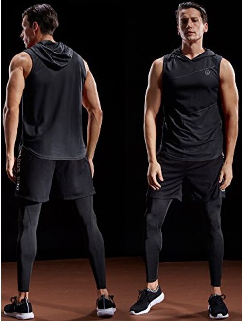 Neleus Workout Athletic Muscle Tank with Hoods Pack of 3