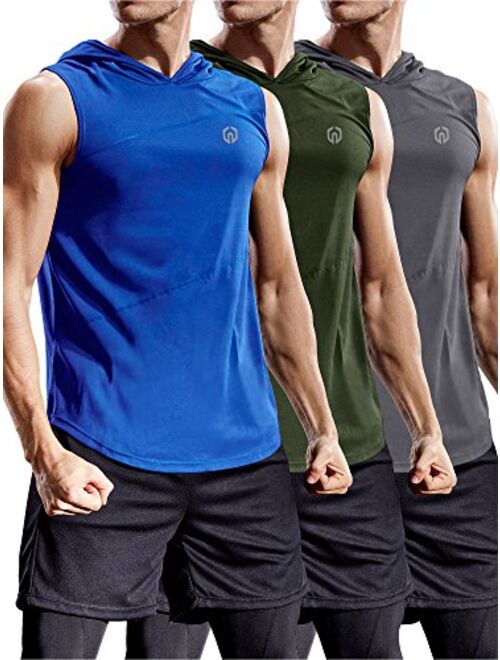 Neleus Workout Athletic Muscle Tank with Hoods Pack of 3