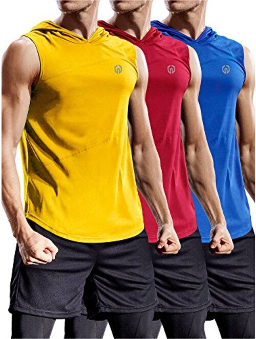 Neleus Workout Athletic Muscle Tank with Hoods Pack of 3