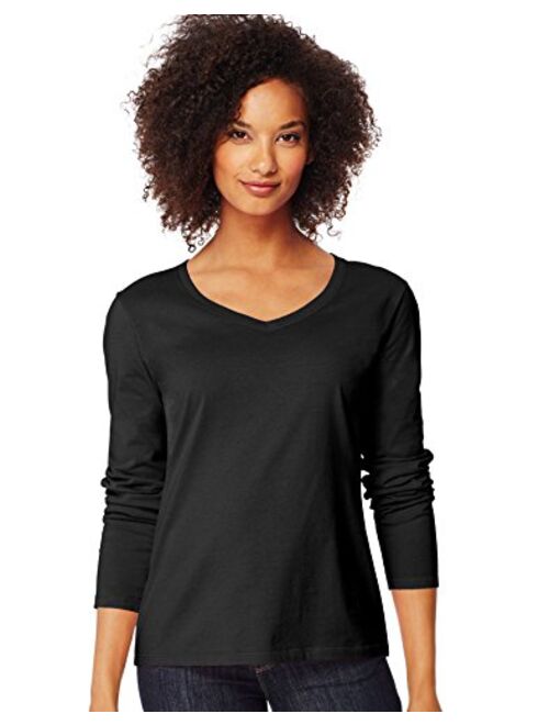 Hanes Women's V-Neck Long Sleeve Tee