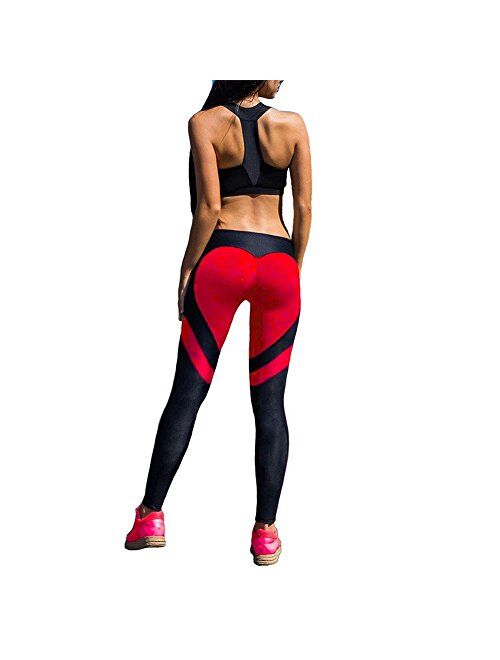 FITTOO Women's Heart Shape Yoga Pants Sport Pants Workout Leggings Sexy High Waist Trousers