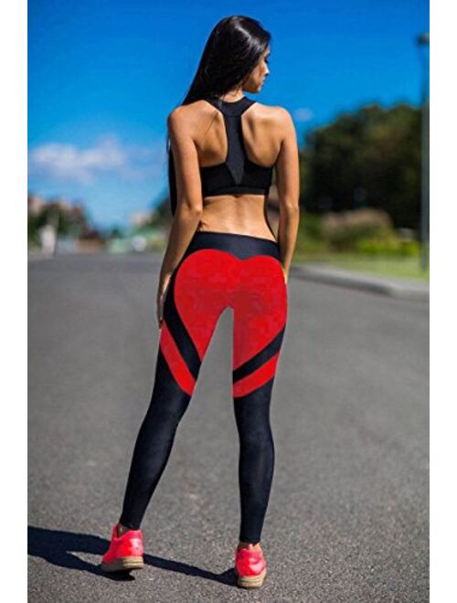 FITTOO Women's Heart Shape Yoga Pants Sport Pants Workout Leggings Sexy High Waist Trousers