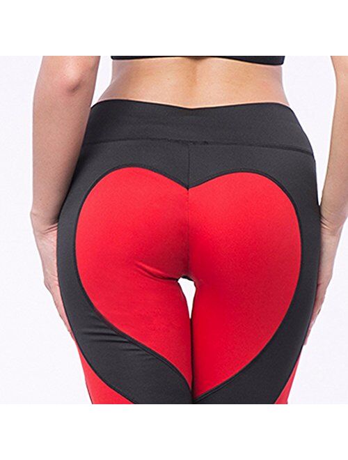 FITTOO Women's Heart Shape Yoga Pants Sport Pants Workout Leggings Sexy High Waist Trousers