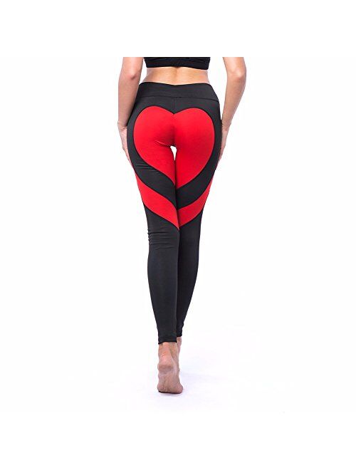 FITTOO Women's Heart Shape Yoga Pants Sport Pants Workout Leggings Sexy High Waist Trousers