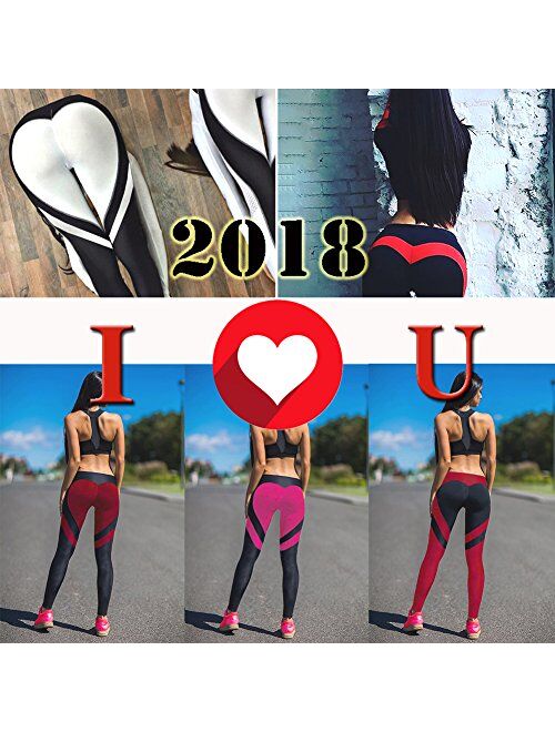 FITTOO Women's Heart Shape Yoga Pants Sport Pants Workout Leggings Sexy High Waist Trousers