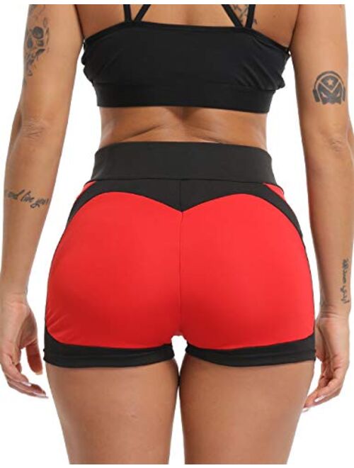 CROSS1946 Women's Heart Shape Patchwork Active Yoga Pants High Waist Workout Fitness Leggings