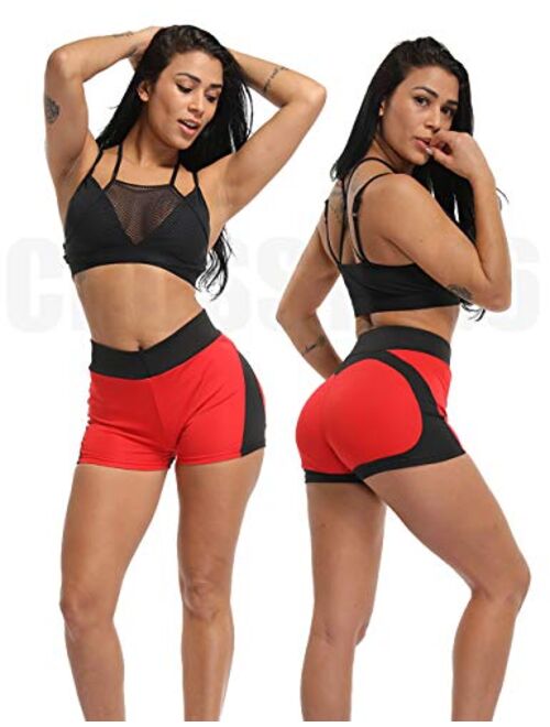 CROSS1946 Women's Heart Shape Patchwork Active Yoga Pants High Waist Workout Fitness Leggings