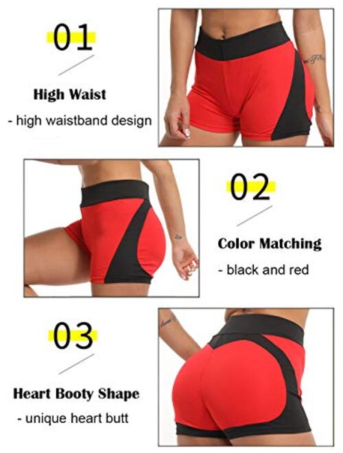 CROSS1946 Women's Heart Shape Patchwork Active Yoga Pants High Waist Workout Fitness Leggings